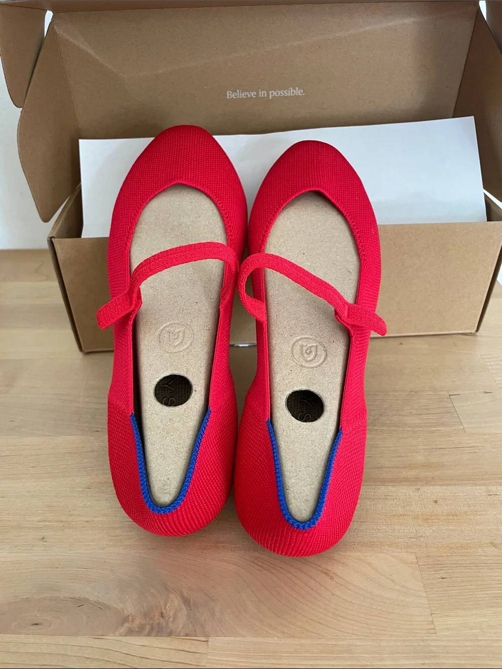Rothy's lollipop red square toe maryjane
